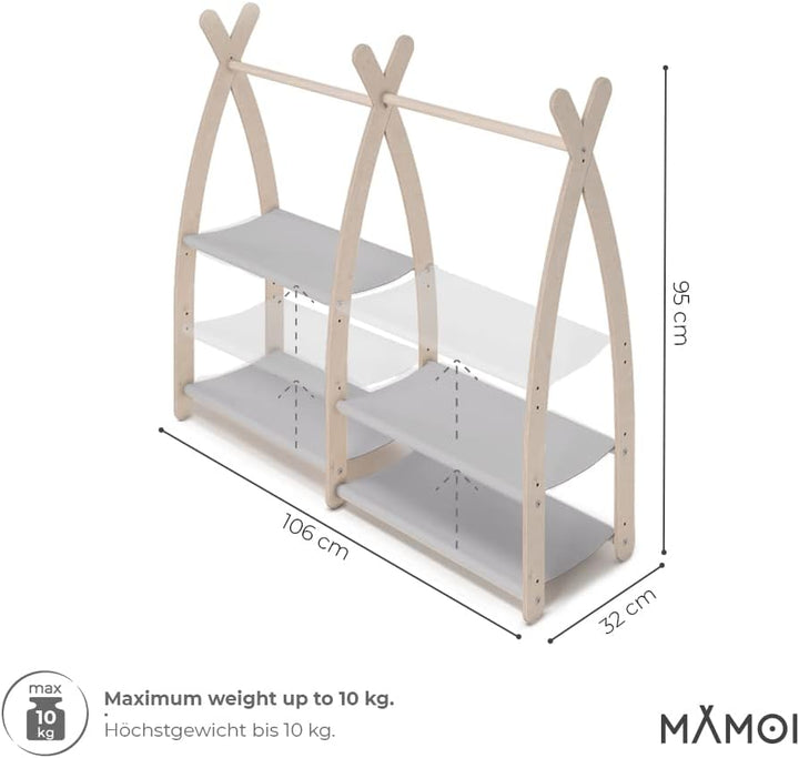 MAMOI® Kleiderstange Baby Kinderzimmer | Kinderkleiderstange 106x95x32cm / 53x95x32cm | Kinder Kleid