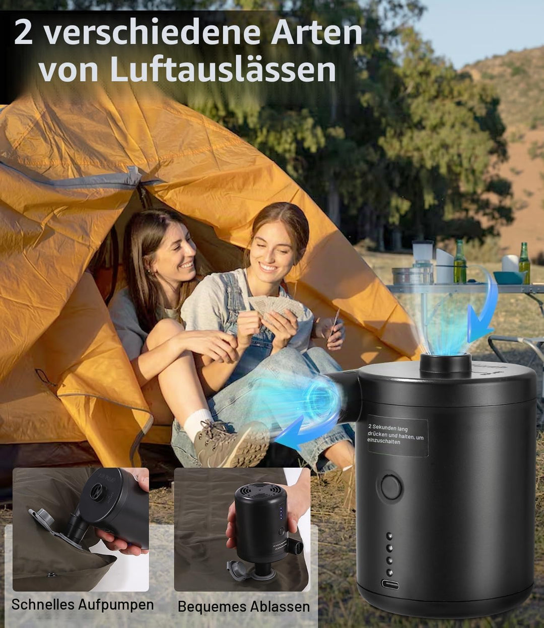 Tragbare Sup Pumpe Elektrisch mit 4000mAh Akku, Schnell Aufblasbare Elektrische Luftpumpe, Mini Akku