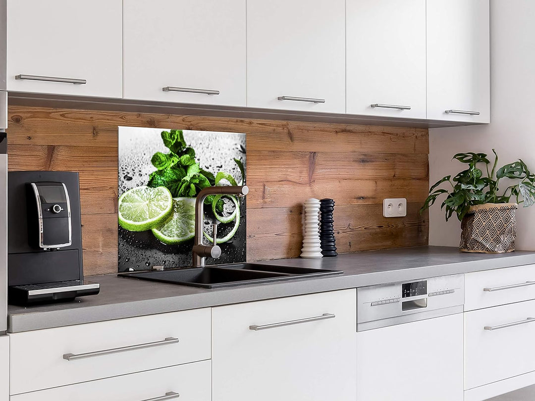 murando Spritzschutz Glas für Küche 60x60 cm Küchenrückwand Küchenspritzschutz Fliesenschutz Glasbil