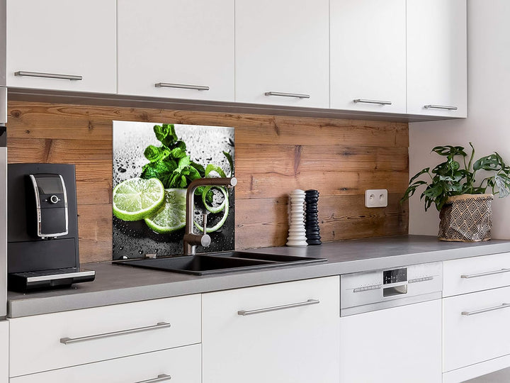 murando Spritzschutz Glas für Küche 60x60 cm Küchenrückwand Küchenspritzschutz Fliesenschutz Glasbil