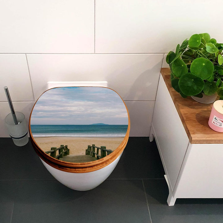 banjado Design WC Sitz Bambus Absenkautomatik 45,8x37,5cm - Toilettendeckel mit Absenkautomatik Holz