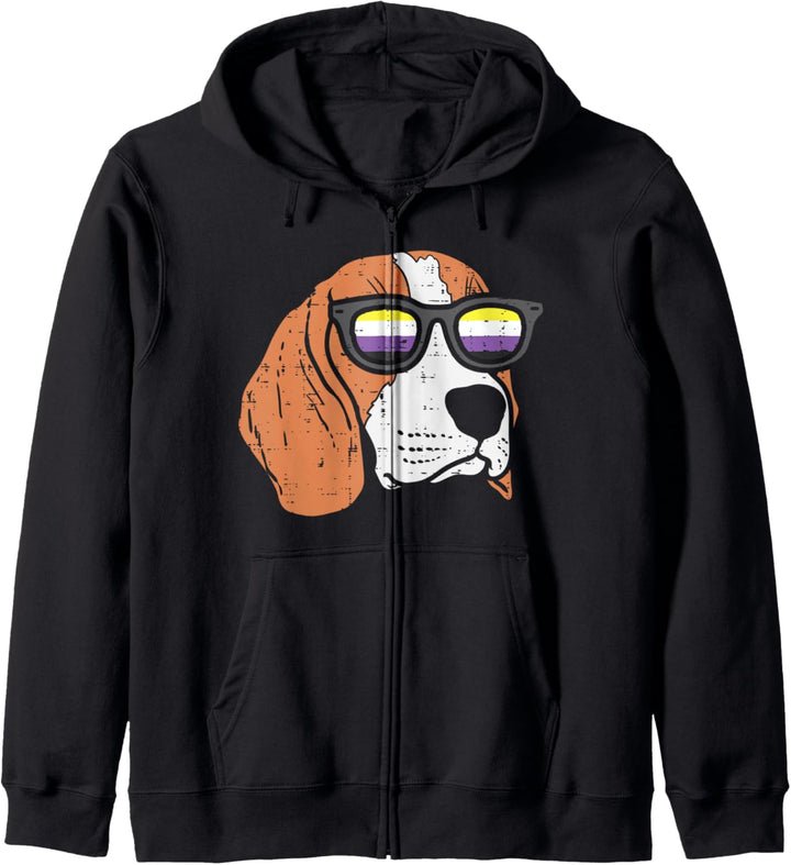 Beagle Dog LGBTQ Non-Binary Flag Genderqueer Dog Lover Enby Kapuzenjacke