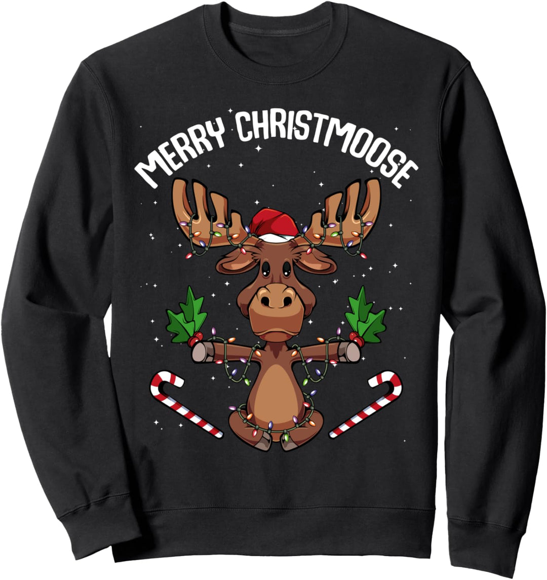 Merry Christmoose Elch Rentier Weihnachten Tier Natur Wald Sweatshirt
