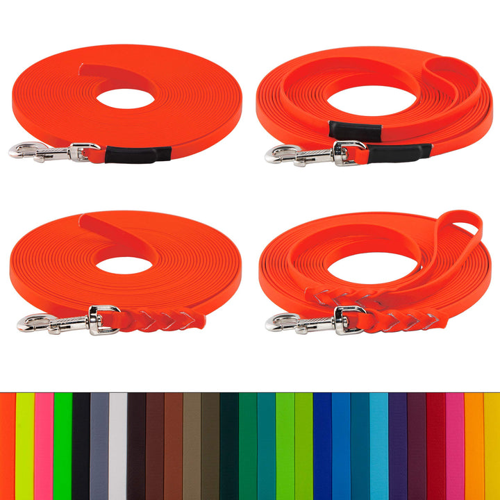 LENNIE 16mm breite Biothane Schleppleine für grosse Hunde von 25-35kg, ohne/mit Handschlaufe, 3m 5m