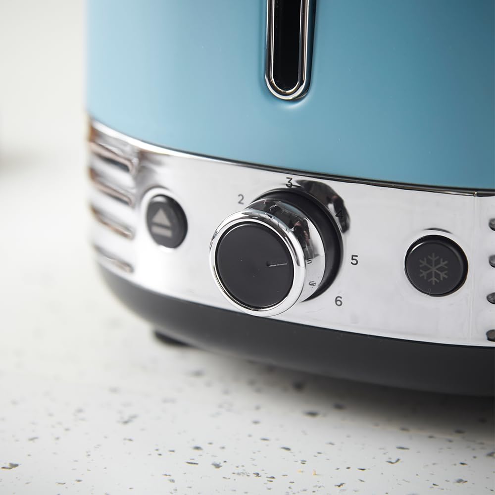 Russell Hobbs Toaster [für 2 Scheiben] Hanley Retro Blau (6 Bräunungsstufen, extra breite Toastschli