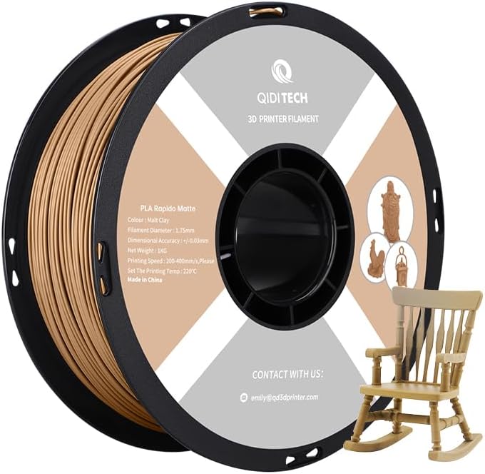 QIDI TECH Matte PLA Rapido Filament 1.75mm, PLA Matte 3D Drucker Filament 1kg Spule (2.2lbs), Geeign