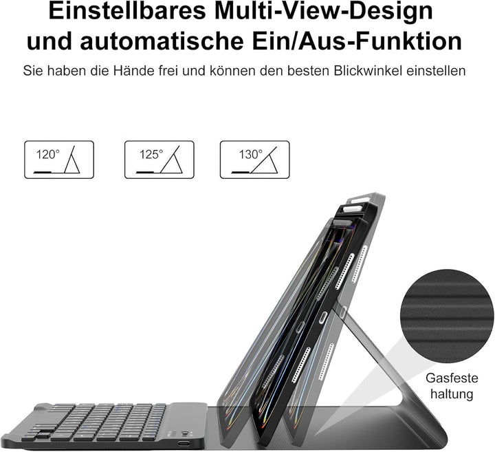 IVEOPPE Tastatur für iPad pro 11" 2024 (M4), Hülle mit Tastatur für iPad Pro 5. Generation, Magnetis