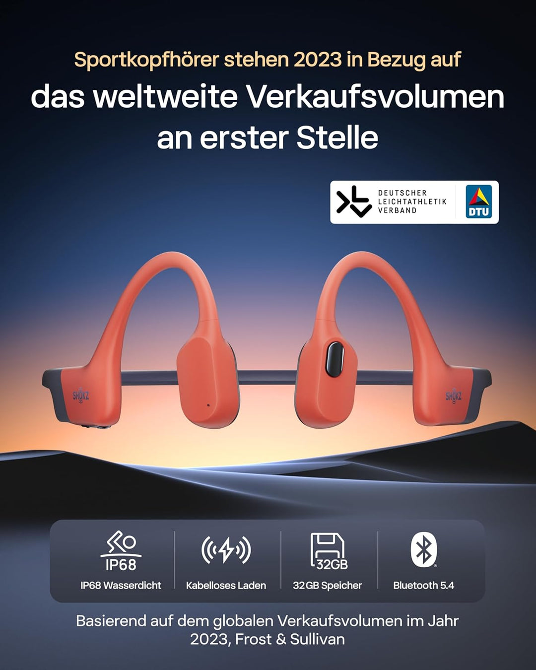 SHOKZ OpenSwim Pro Knochenschall Schwimmen Kopfhörer, IP68 Wasserdicht, 32GB MP3 Player, Bluetooth 5