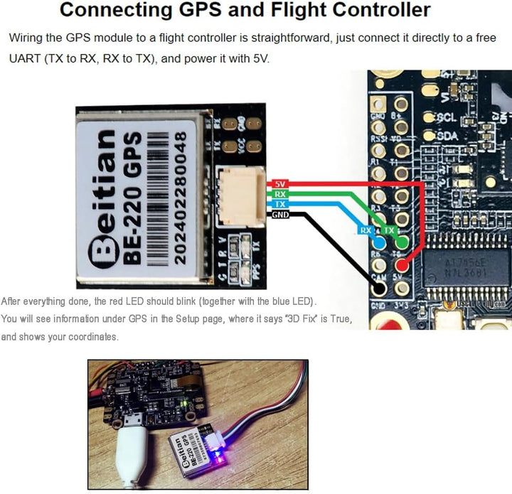 DIYmalls BE-220 GPS-Empfängermodul TTL 10th Chip 38400bps für Arduino FPV Flugzeug CC3D Flugsteuerun