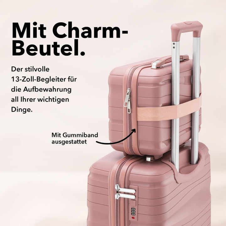 Travel One Kofferset 4-teilig – Rosa – Trolley Set 32L/60L/98L mit Zahlenschloss & 360° Rollen Rosa