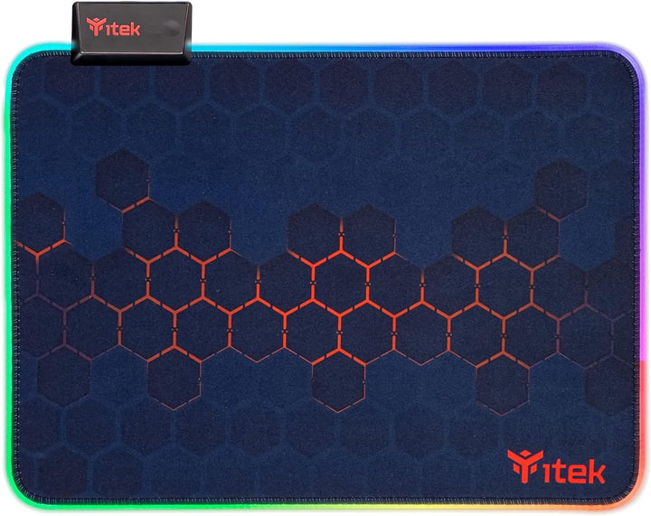 iTek E1 Gaming-Mauspad, RGB, 350 x 250 x 3 mm, höchste Präzision, waschbar, rutschfest, Premium-Mate