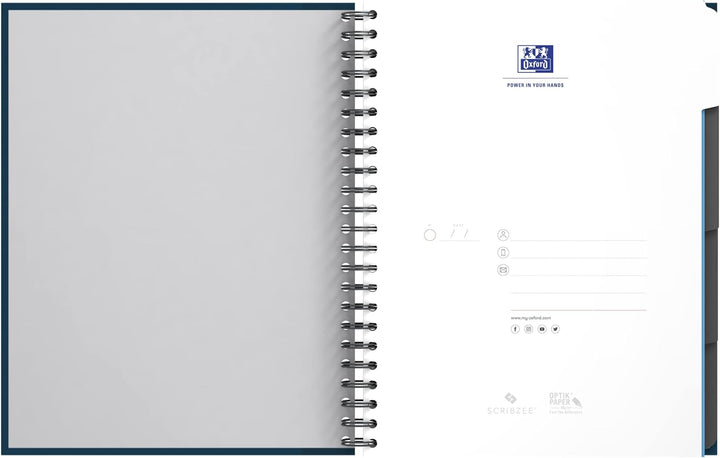 Oxford Collegeblock A4, kariert, 240 Seiten, European Book, 3 Register, 4 Farben, 5 Stück, A4, karie