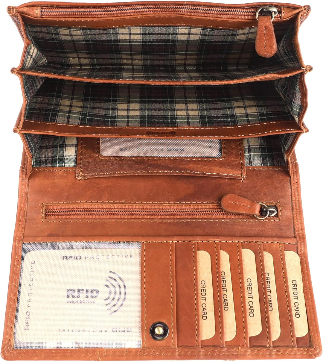 Benthill Portemonnaie Damen Leder - Hochwertige weiche Vintage Echtleder Damen Geldbörse mit RFID Sc