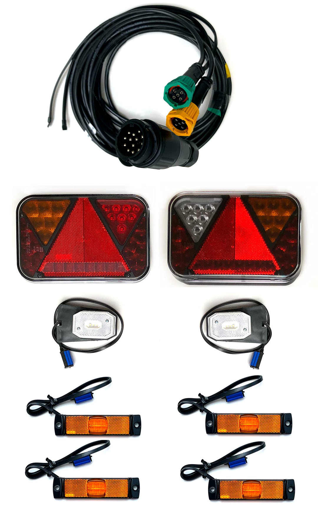 Anhängerbeleuchtung Set LED Rückleuchten LED Umrissleuchten 13 polig Kabelsatz 9m