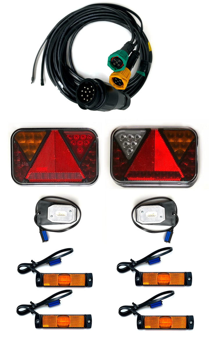 Anhängerbeleuchtung Set LED Rückleuchten LED Umrissleuchten 13 polig Kabelsatz 9m
