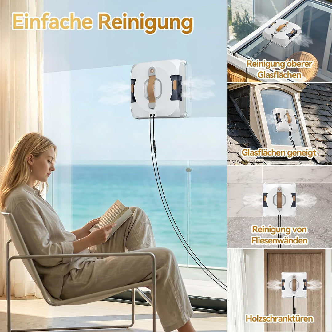 Fensterputzroboter mit Sprache Wechseln, Dual Side Spray Fensterreinigungsroboter mit 110ml ml Dual