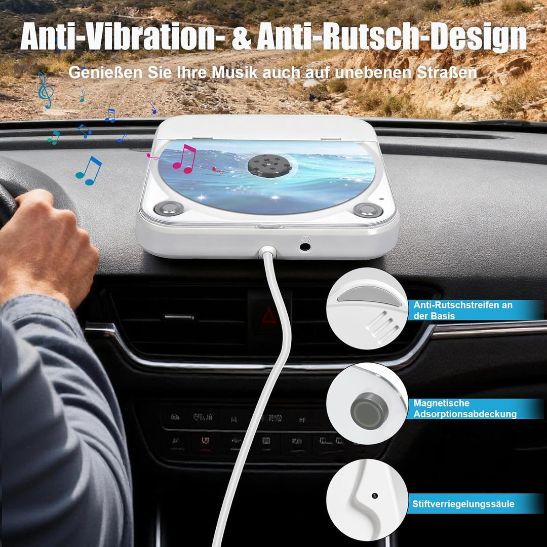 CD Player für Auto,Extern Universal Auto CD Player mit USB-Anschluss, AUX-Anschluss, Extra Controlle