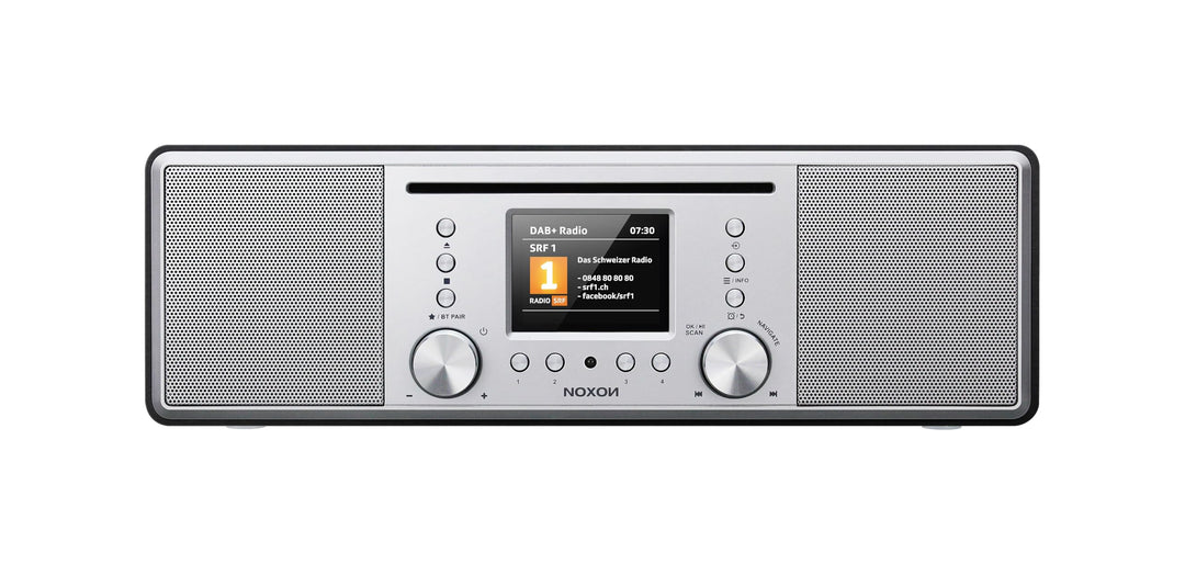 Noxon Furka Silber-Schwarz - DAB+, CD, UKW, Bluetooth, USB, AUX-IN, Stereo, Kopfhöreranschluss Silbe
