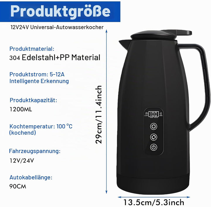Wasserkocher für Auto 1.2L, 2/24 Volt Wasserkocher Auto Zigarettenanzünder, elektrischer Teekocher B