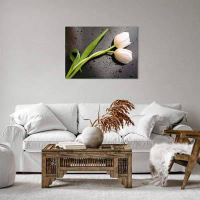 Bilder auf Leinwand Tulpen Blume Pflanzung Pflanze Leinwandbild 70x50cm Wandbilder Dekoration Wohnzi