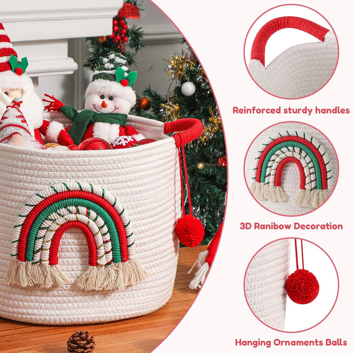 Weihnachtskorb Leer Weihnachtskörbe für Weihnachtsbaum, Aufbewahrung von Weihnachtsschmuck, Weihnach