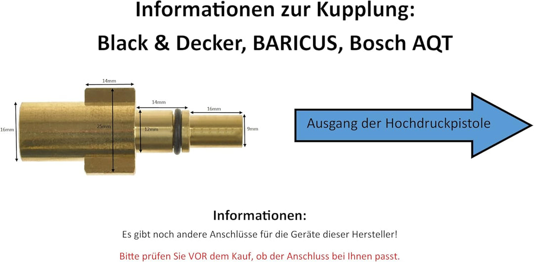 Bajonett Adapter für Kärcher Zubehör auf Black&Decker Baricus Bosch AQT, Black&Decker Baricus Bosch