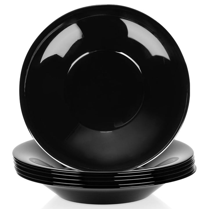 Vilde Tiefe Essteller aus Glas Schwarz 21.5 cm, 400 ml 6 Stk. | Teller, Suppenteller, Set, Schale, S