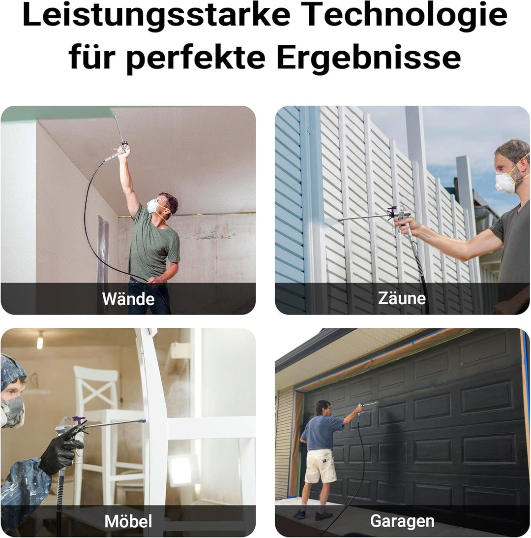 Wiltec Hochdruck Farbsprühsystem 1010 W, 207 bar, 1,5 l/min, Farbspritzgerät mit Düse und Verlängeru