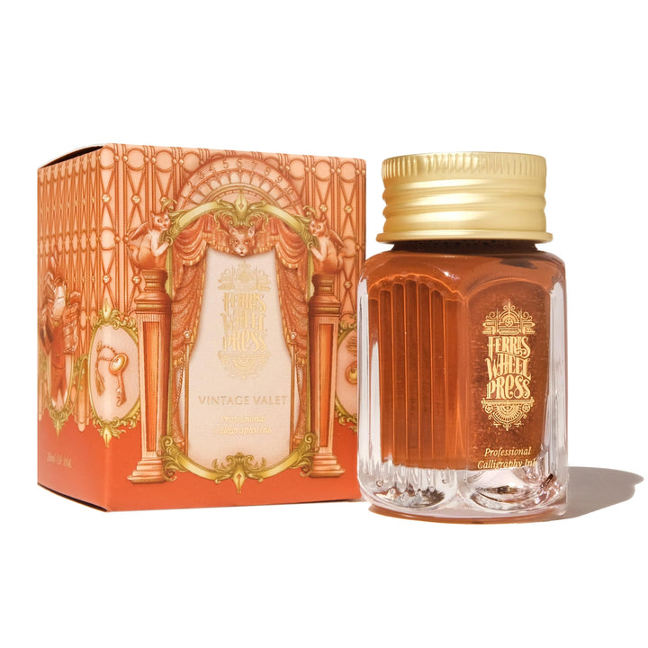 Ferris Wheel Press, Calligraphy Ink, Burnt orange with gold shimmer, 28ml, Burnt orange with gold sh
