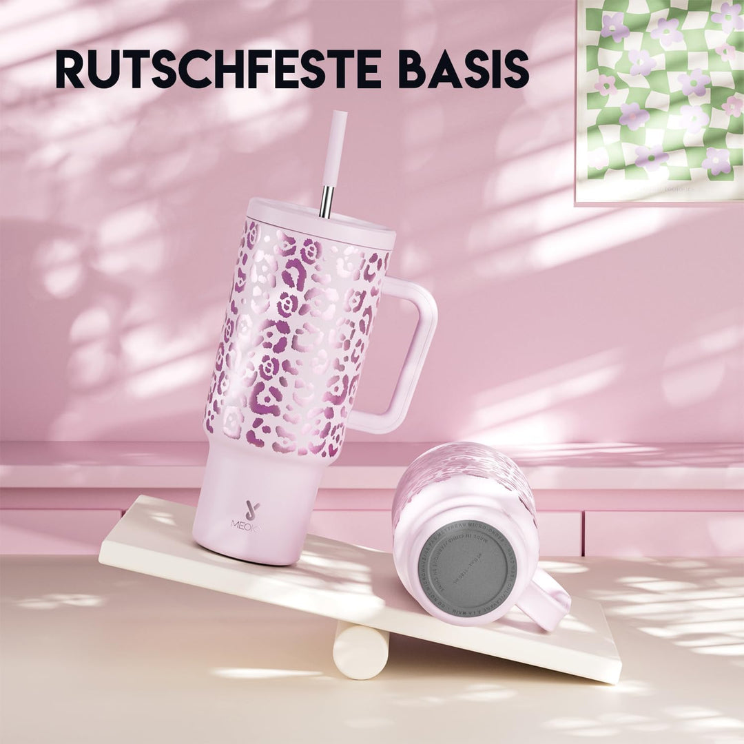 Meoky 1182ml/40oz Thermobecher mit Strohhalm und Griff (PKL)