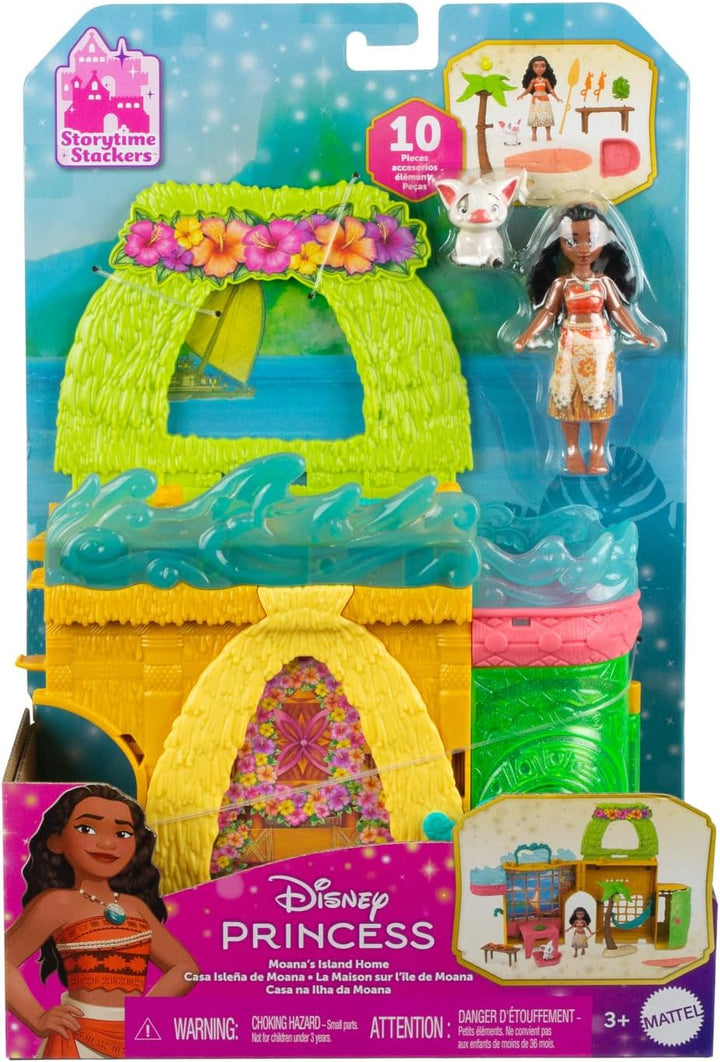 Mattel Disney Princess Toys, Moana Storytime Stackers Puppenhaus mit Moana Kleiner Puppe, 1 Tierfreu