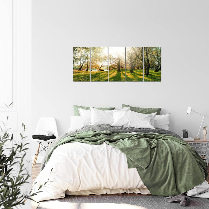 Runa Art Bild Wald Landschaft Wandbilder auf Vlies Leinwand 5 Teilig Wanddekoration Schlafzimmer Woh