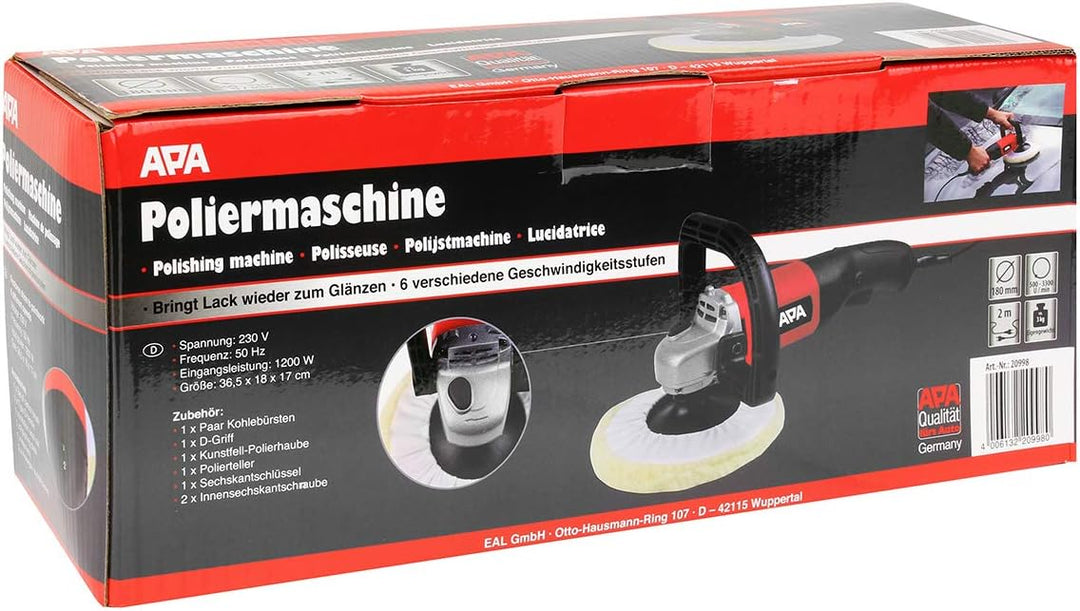 APA 20998 Poliermaschine, 1200 W, Ø18 cm Poliermaschine 1200 W, Poliermaschine 1200 W