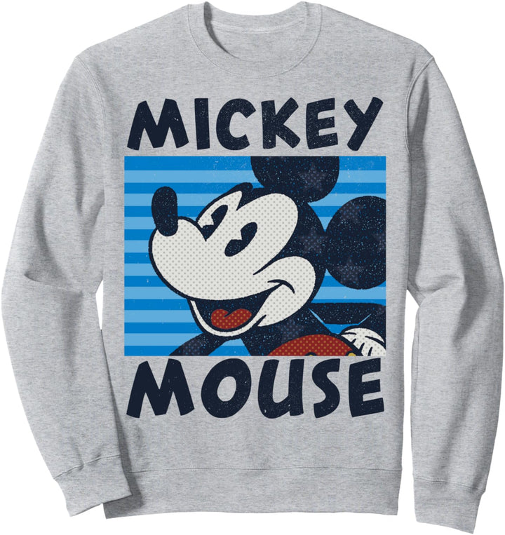 Disney Mickey And Friends Mickey Mouse Blue Stripe Portrait Sweatshirt