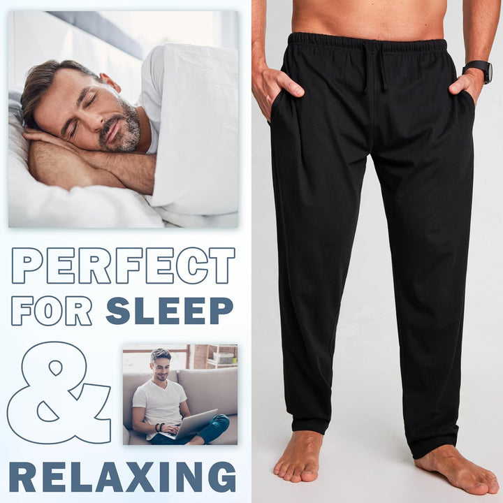 CityComfort Herren Schlafanzughose Lang mit Seitentaschen & elastischem Bund, 2er Pack M Bund mit Ko