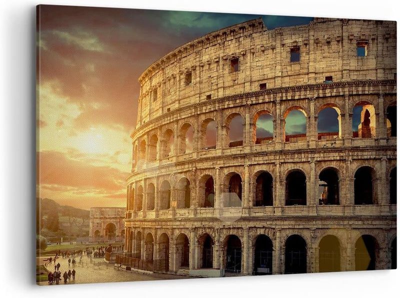 Bilder auf Leinwand 100x70cm Leinwandbild Coloseum Roma Architektur Italien Gross Wanddeko Bild Schl