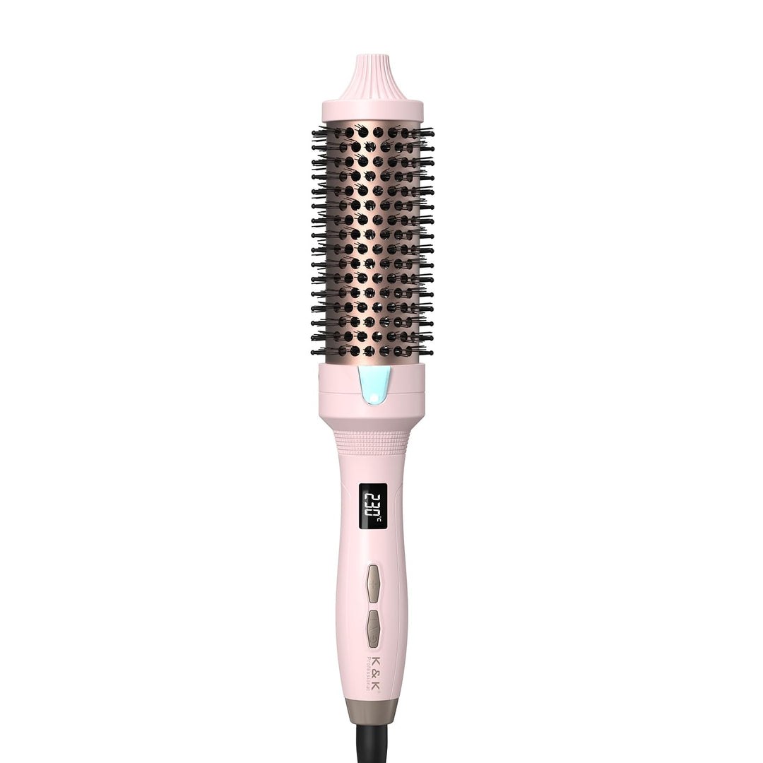 K&K 38mm Thermobürste Keratin Thermal Brush Protect Beheiztes Fass Heisse Haarbürste Ionisch Glatt S
