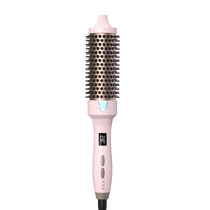 K&K 38mm Thermobürste Keratin Thermal Brush Protect Beheiztes Fass Heisse Haarbürste Ionisch Glatt S
