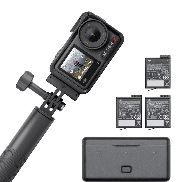 DJI Osmo Action 4 Adventure-Combo – 4K/120fps wasserdichte Kamera, 1/1,3-Zoll-Sensor, 10-Bit und D-L