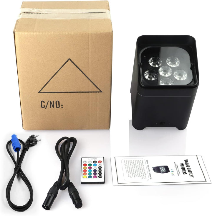 PUZILOZA 4PCS 108W LED Par Scheinwerfer Akku mit Tasche per APP, RGBWA+UV DMX Eingebauter wiederaufl