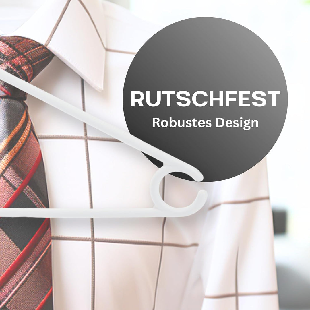 20er Set Kleiderbügel weiss Kunststoff – platzsparende Kleider Bügel mit drehbarem Haken, Anti-Rutsc