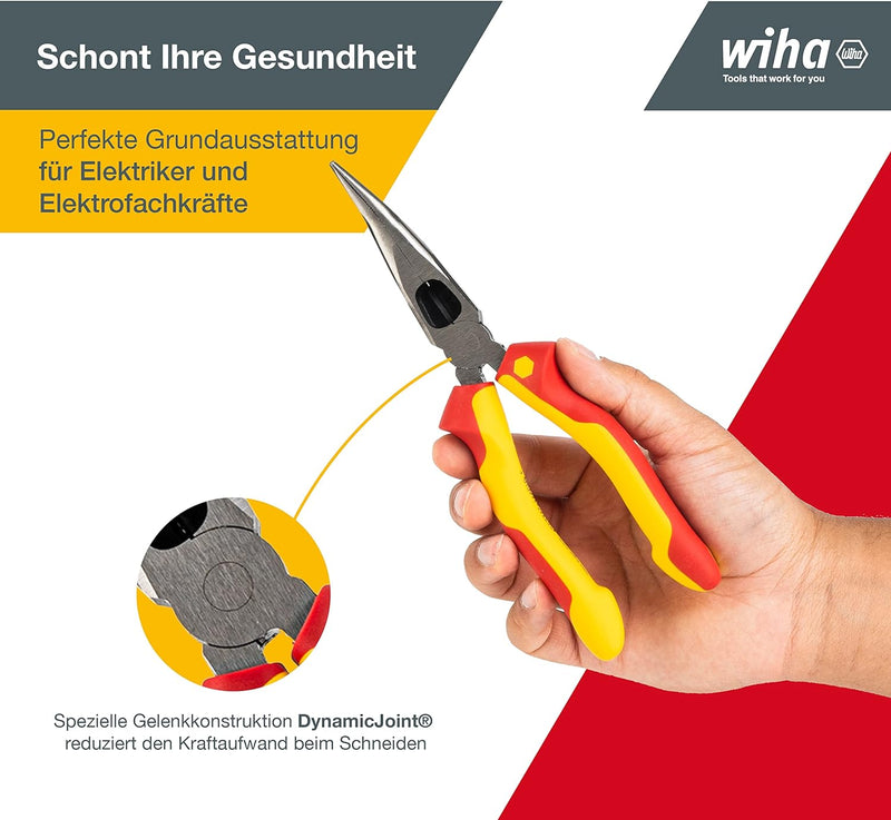 Wiha Flachrundzange Industrial electric mit Schneide gebogene Form, ca. 40° Zuführen leicht gemacht