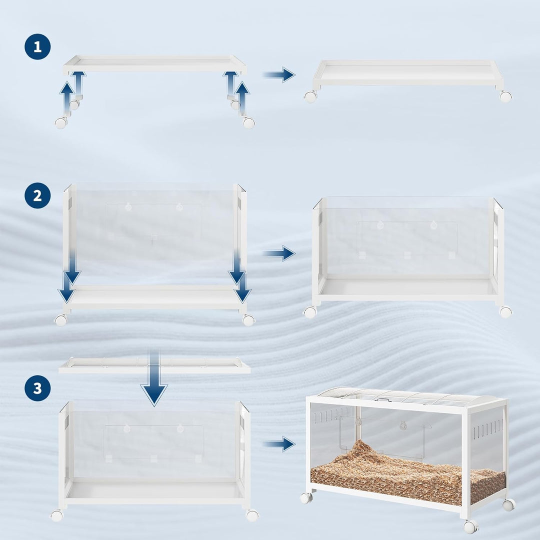 XXL Hamsterkäfig aus Metall und Acrylglas, 360° Panorama Sicht Nagergehege für Hamster, Ratten, Meer