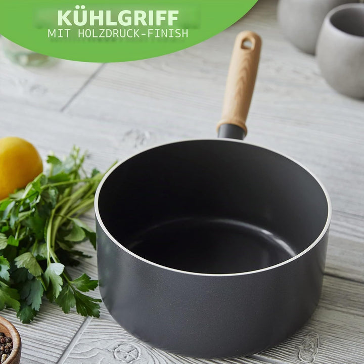GreenChef Vintage Gesunde keramische Antihaftbeschichtung, 18cm/2,1 Liter Milchtopf, Griff in Holzop