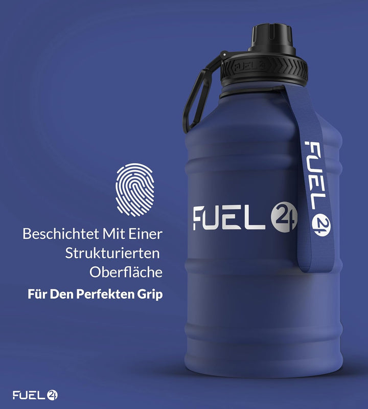 Fuel24 Edelstahl-Krug – 1,3 oder 2,2 Liter Wasserflasche – extra stark, BPA-frei, auslaufsicher – gr