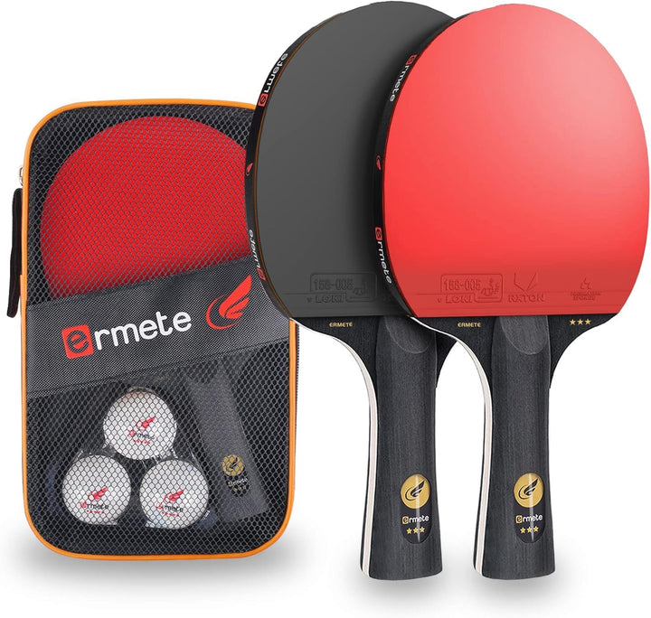 Tischtennis Set, 2 Tischtennisschläger Profi, 3 Tischtennis Bälle und Tragetasche, Ping Pang Set Ide