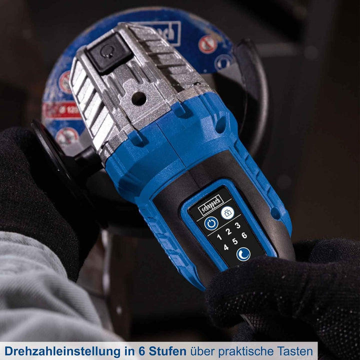 Scheppach Akku Winkelschleifer BC-AG125-X | SchleifscheibenØ 125mm | Drehzahl 2500‒10000 min-1 in 6