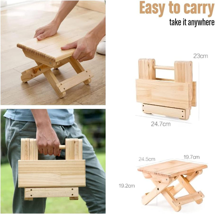 Mini Klapphocker aus Holz. Reisesitz, Kinderhocker, Tragbarer Fusshocker für Zuhause, Badezimmer, Kü