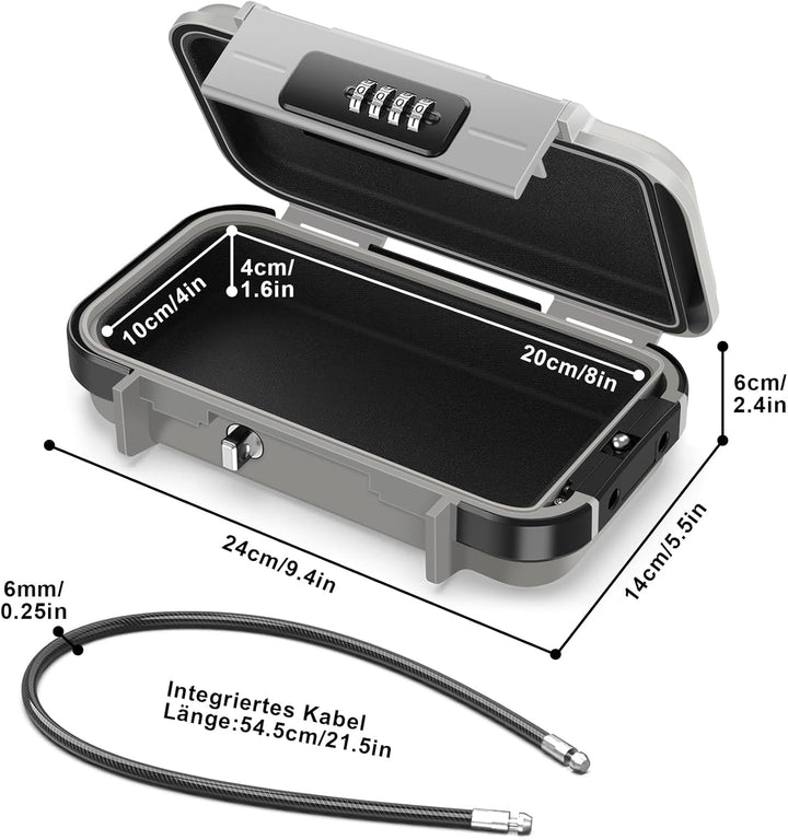 Kleiner Tresor Tragbarer, 4 Stellig Zahelncode Safe Sicherheitsbox mit 6MM Dicker Abnehmbarem Drahts