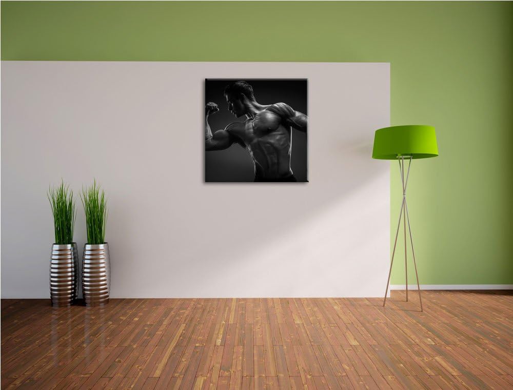 Pixxprint Posender Bodybuilder als Leinwandbild/Grösse: 70x70 cm/Wandbild/Kunstdruck/fertig bespannt